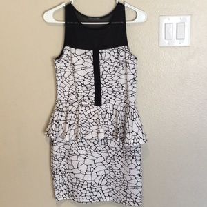 Peplum Black & White Dress